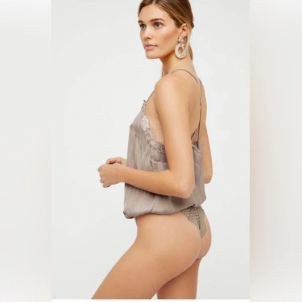 Free People Intimately HBD Lace Satin Bodysuit